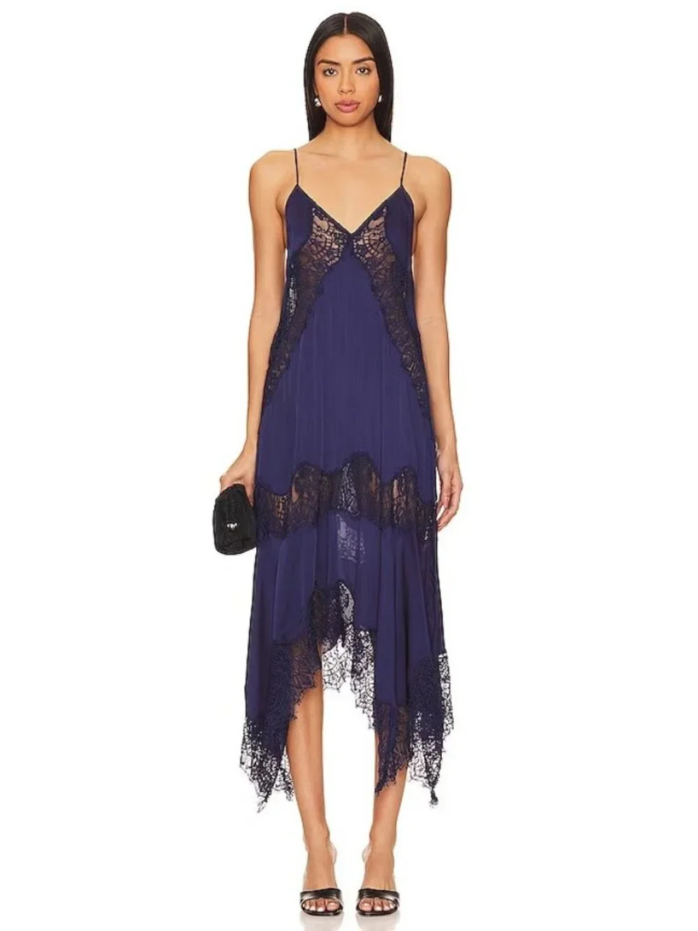 Free People x REVOLVE Sunsetter Maxi Slip in Midnight Rain Navy Blue